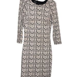 Bebe Elegant Black and White Patterned Dress